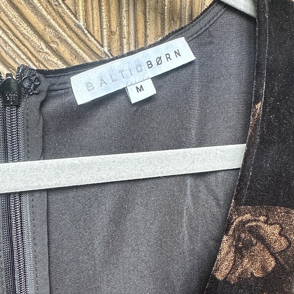 Black Velvet Floral Maxi Dress with Bronze Floral Burnout - Picture 2 of 4